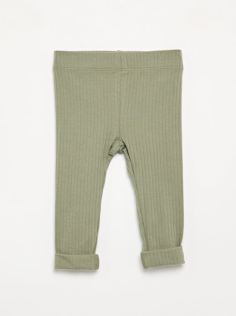 Lot de 2 leggings en rib Vert - Kiabi
