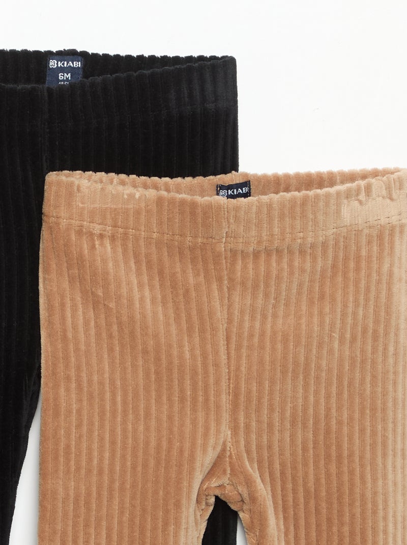 Lot de 2 leggings en velours côtelé Noir - Kiabi