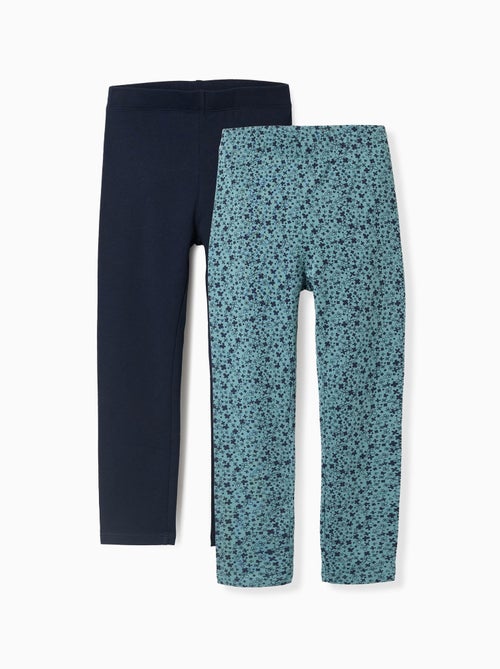 Lot de 2 Leggings Floral/Uni - Kiabi