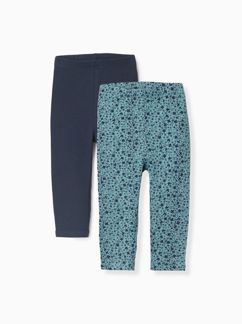 Lot de 2 Leggings Floral/Uni - Kiabi