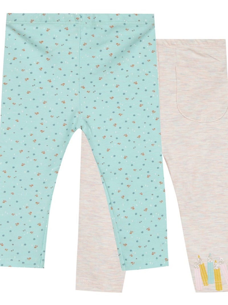Lot De 2 Leggings Imprimés 'miniman' Bleu turquoise - Kiabi
