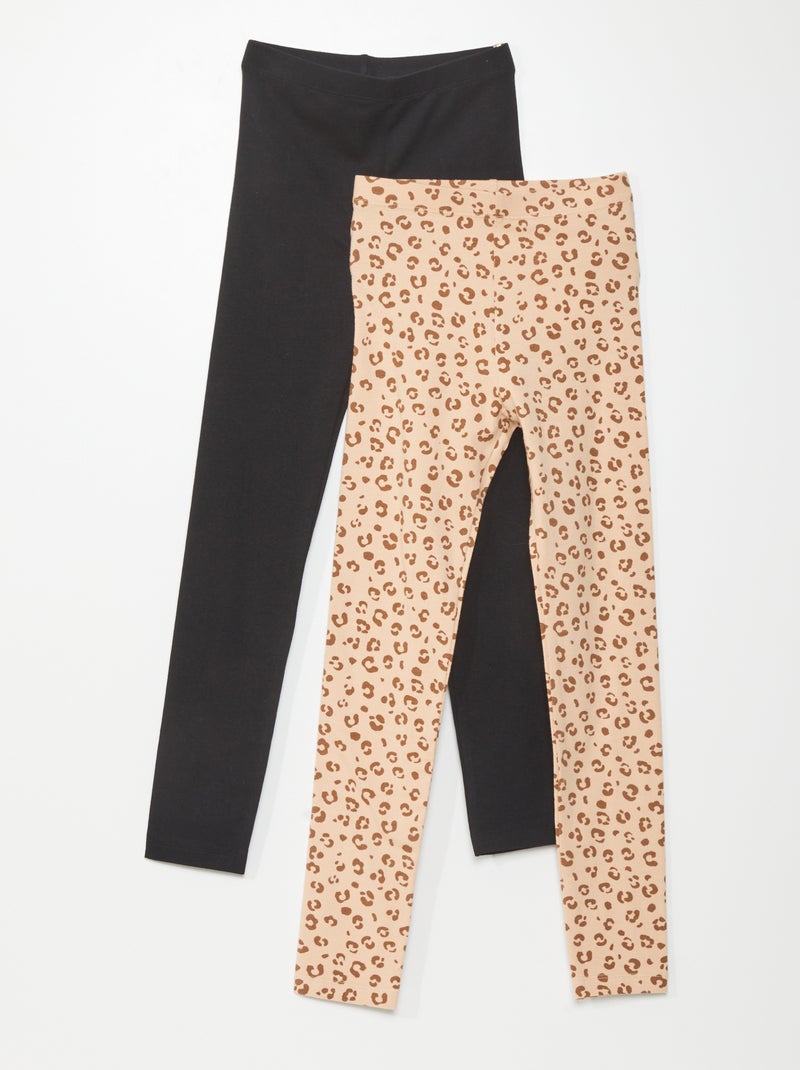 Lot de 2 leggings longs Beige/noir - Kiabi