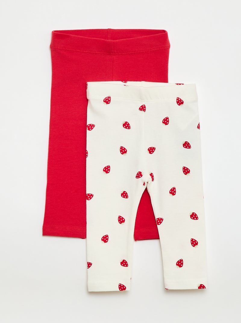 Lot de 2 leggings longs Blanc/rouge - Kiabi