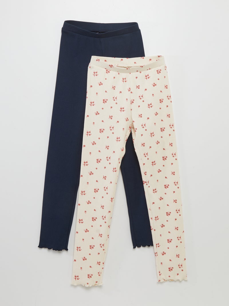 Lot de 2 leggings longs côtelés Blanc - Kiabi