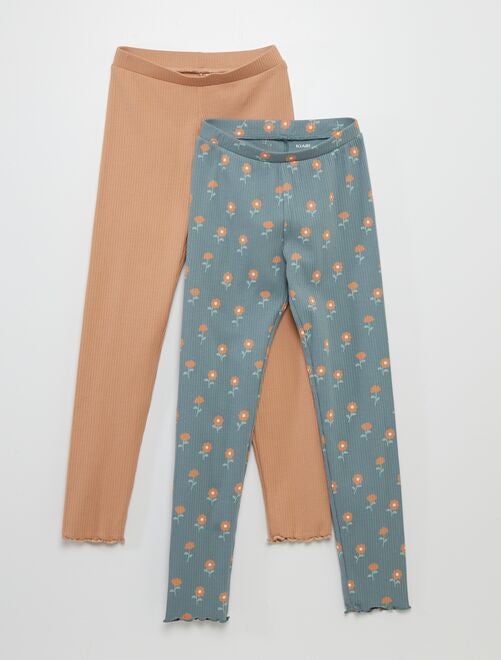 Lot de 2 leggings longs côtelés - Kiabi