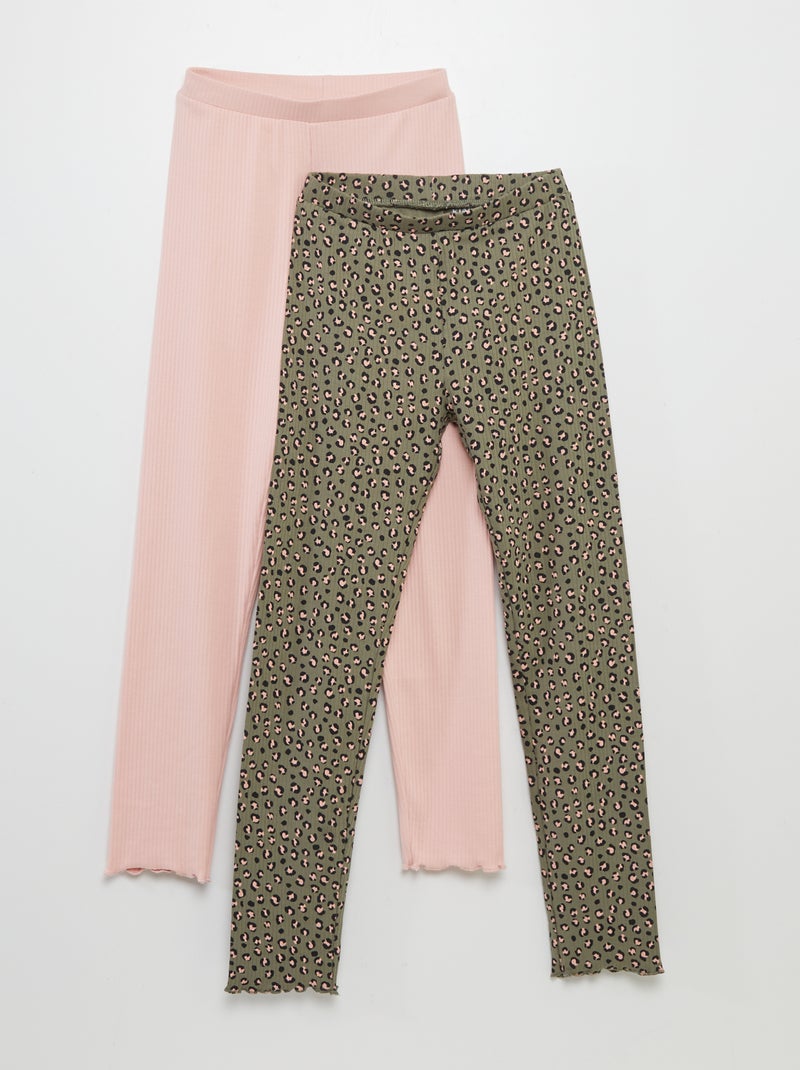 Lot de 2 leggings longs côtelés Kaki - Kiabi