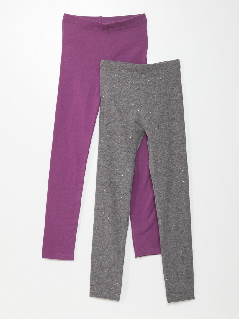 Lot de 2 leggings longs Gris/violet - Kiabi