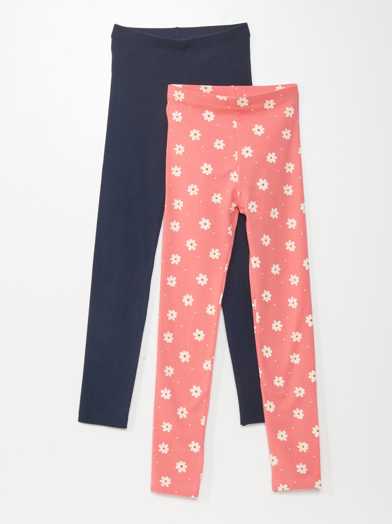 Lot de 2 leggings longs Rose/bleu marine - Kiabi