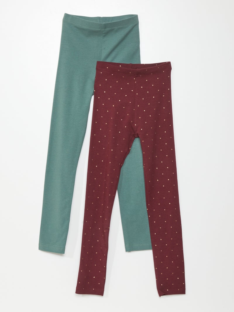Lot de 2 leggings longs Vert/bordeaux - Kiabi
