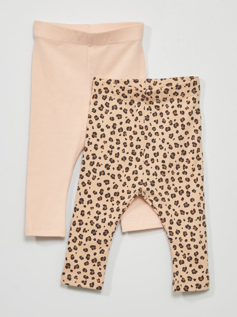 Lot de 2 leggings stretch - 2 pièces Beige/rose - Kiabi