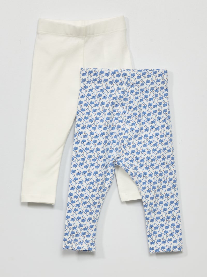 Lot de 2 leggings stretch - 2 pièces Bleu/blanc - Kiabi