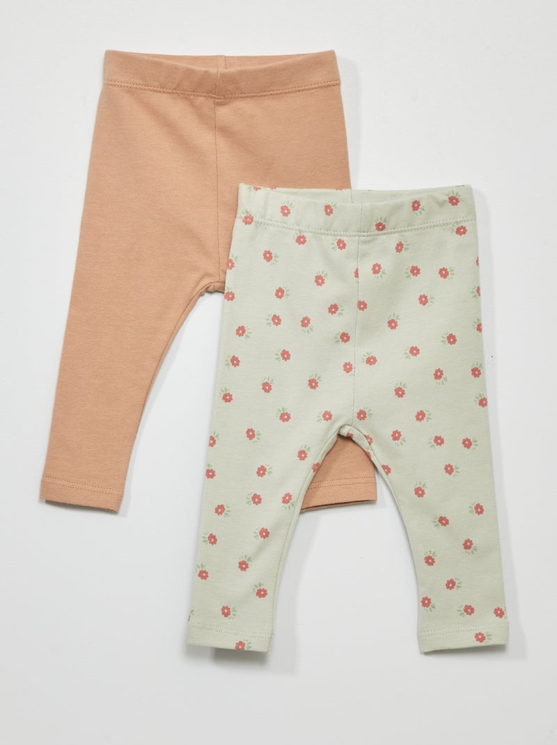 Lot de 2 leggings stretch - 2 pièces Vert/marron - Kiabi