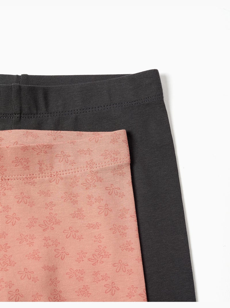 Lot de 2 leggings unis et imprimés Rose - Kiabi
