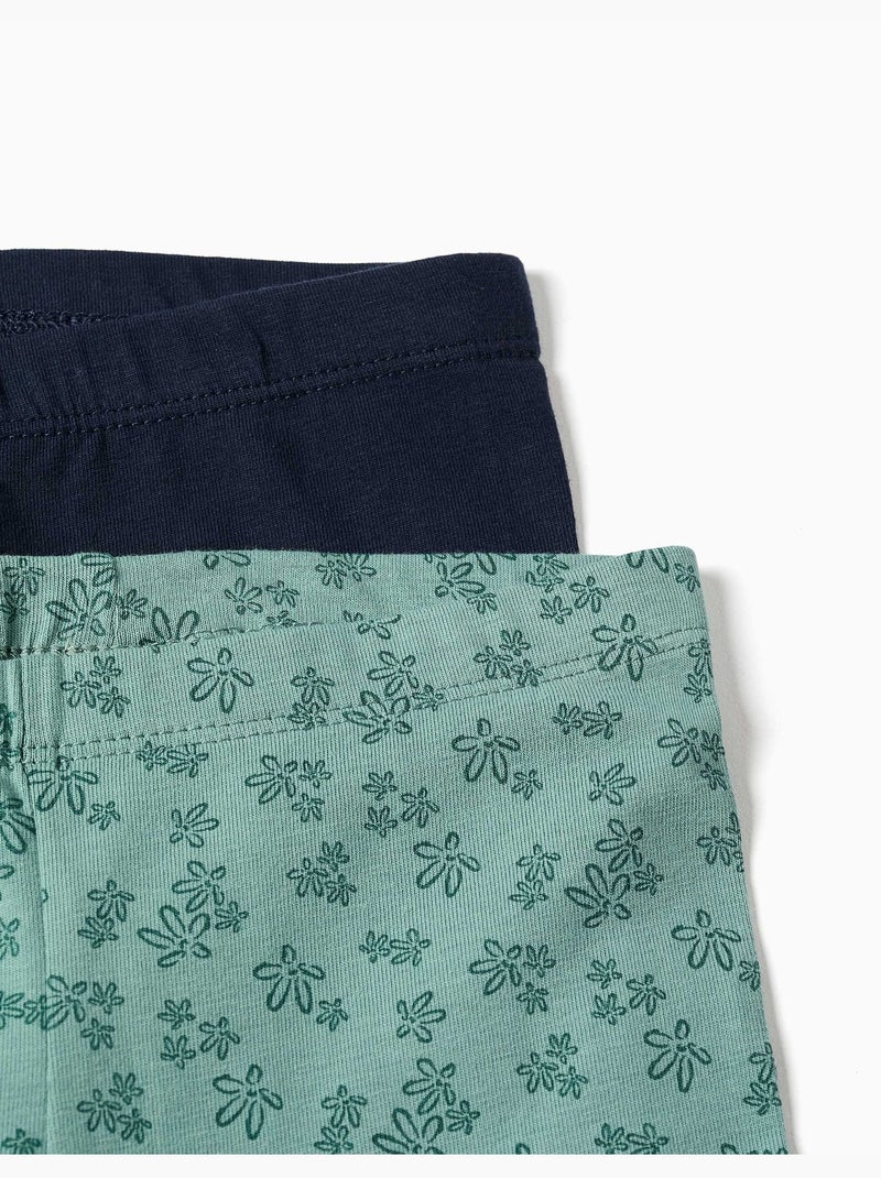Lot de 2 leggings unis et imprimés Vert clair - Kiabi