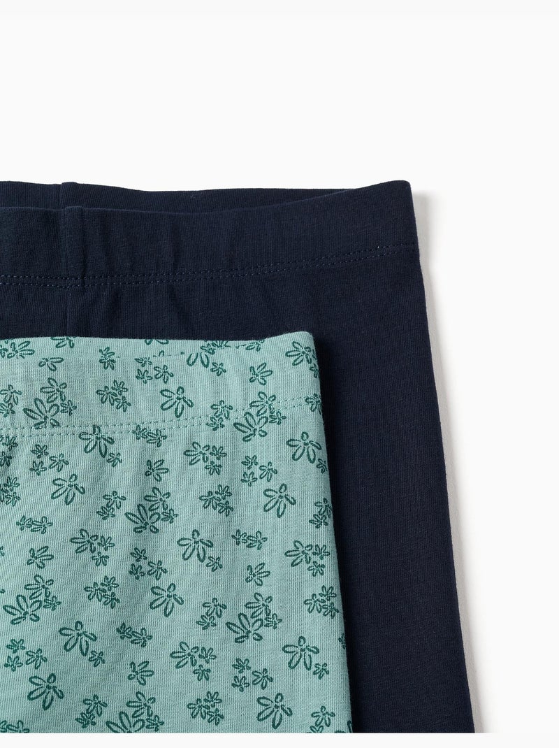 Lot de 2 leggings unis et imprimés Vert clair - Kiabi