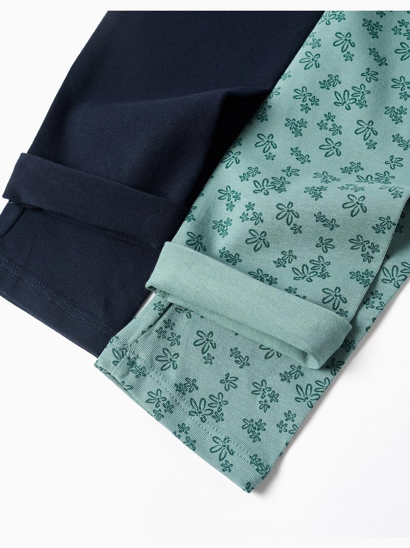 Lot de 2 leggings unis et imprimés Vert clair - Kiabi