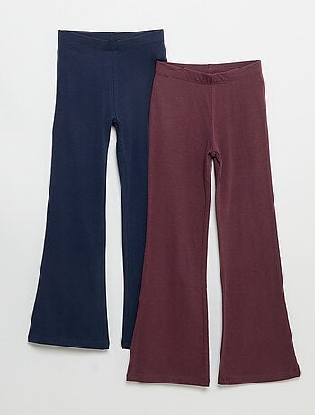 Lot de 2 leggings unis forme flare