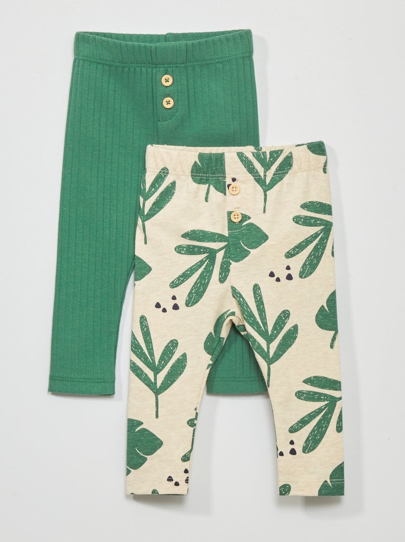 Lot de 2 leggings Vert/beige - Kiabi