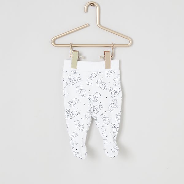 Lot De 2 Leggings Winnie L Ourson Eco Concus Bebe Fille Blanc Gris Kiabi 8 00