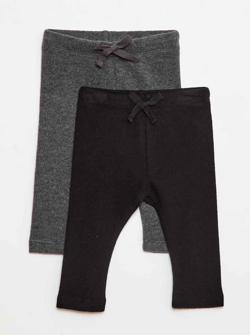 Lot de 2 leggins en doudou Noir - Kiabi