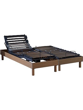 Lot de 2 lits électriques de relaxation multi lattes chêne clair