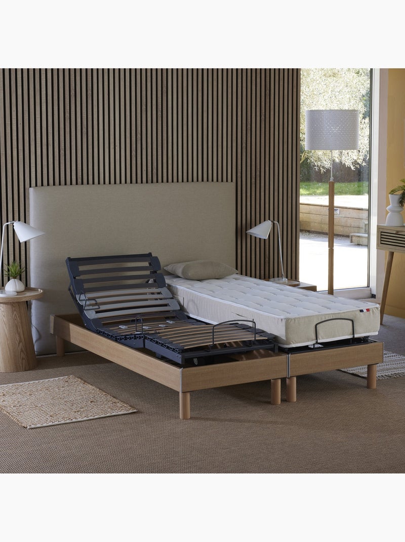 Lot de 2 lits électriques de relaxation multi lattes chêne clair Bois naturel - Kiabi
