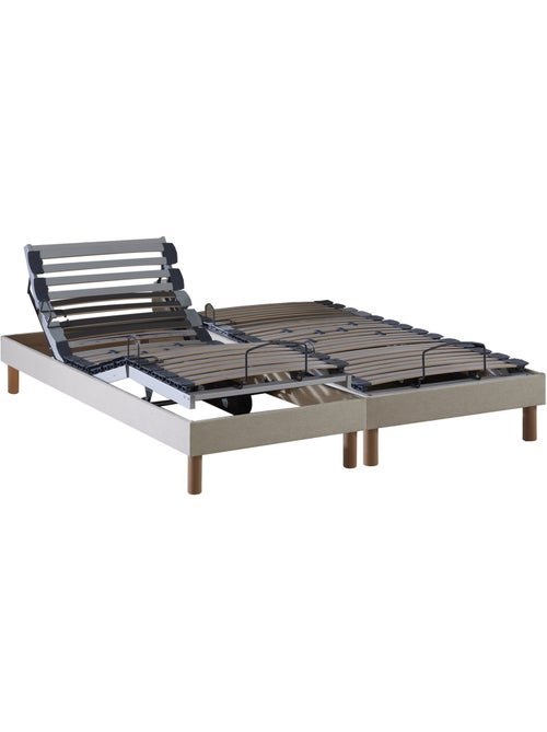 Lot de 2 lits électriques de relaxation multi lattes lisse beige - Kiabi