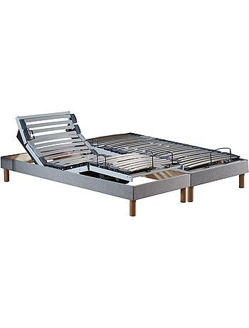 Lot de 2 lits électriques de relaxation multi lattes lisse gris