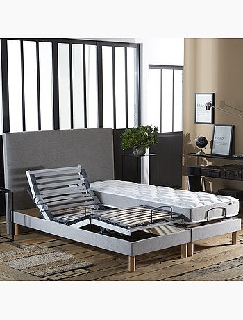 Lot de 2 lits électriques de relaxation multi lattes lisse gris