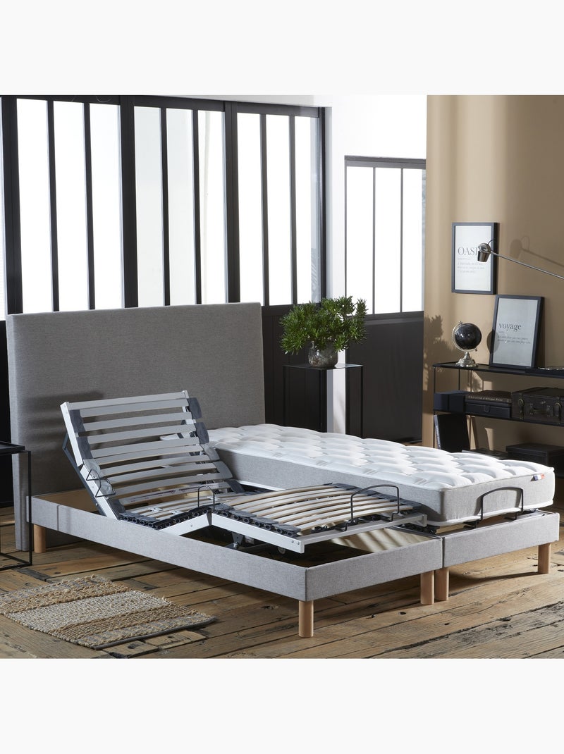 Lot de 2 lits électriques de relaxation multi lattes lisse gris Gris moyen - Kiabi