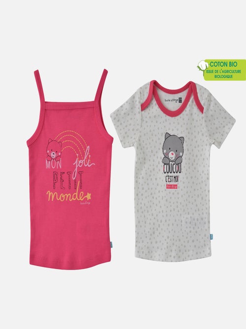 LOT DE 2 MAILLOTS DE CORPS FILLE ELONIE - Kiabi