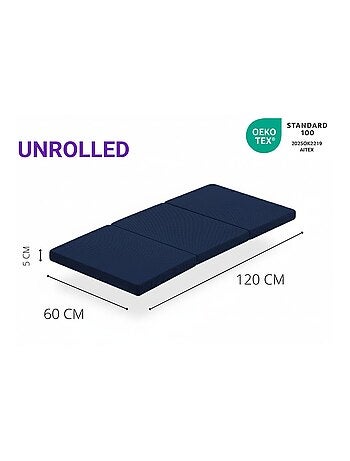 Lot de 2 matelas pour lit de voyage pliable DREMI – Mousse HR D23, 120 x 60 cm, épaisseur 5 cm