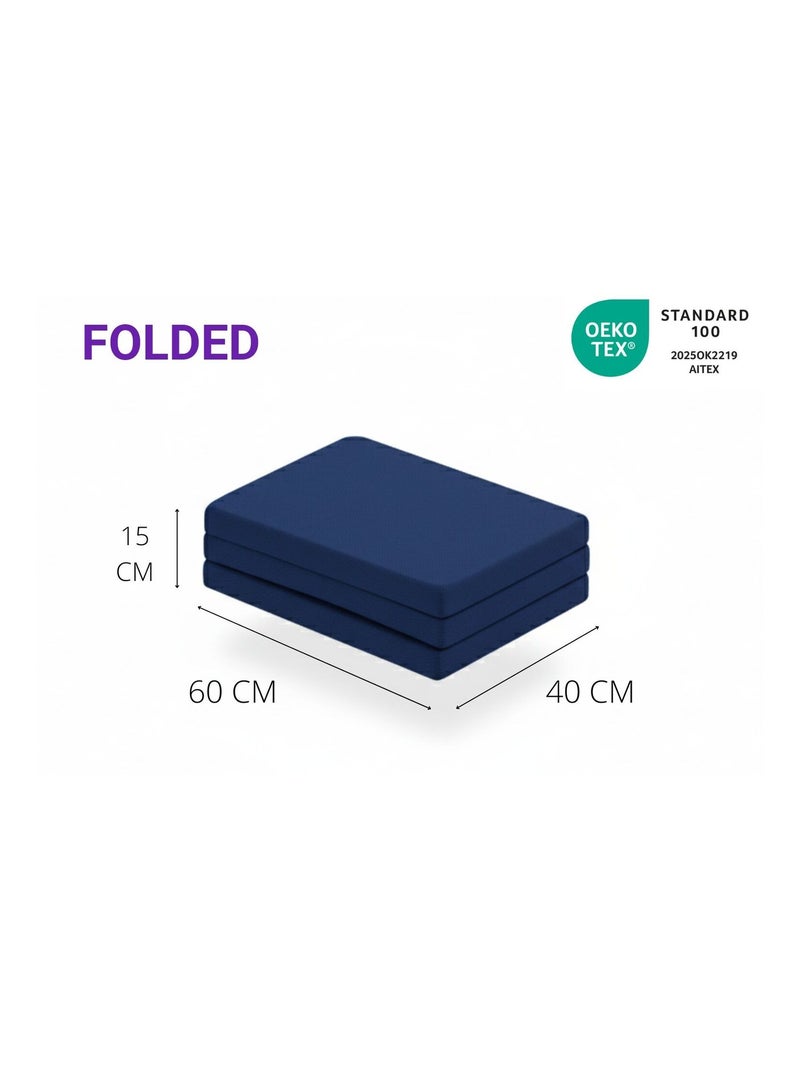 Lot de 2 matelas pour lit de voyage pliable DREMI – Mousse HR D23, 120 x 60 cm, épaisseur 5 cm Bleu - Kiabi