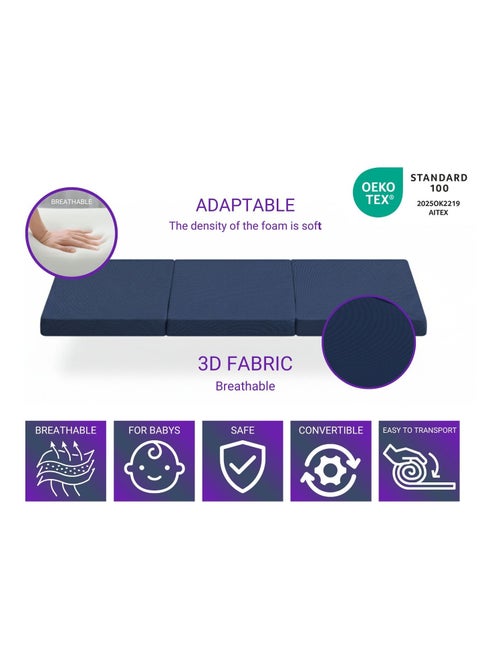 Lot de 2 matelas pour lit de voyage pliable DREMI – Mousse HR D23, 120 x 60 cm, épaisseur 5 cm - Kiabi