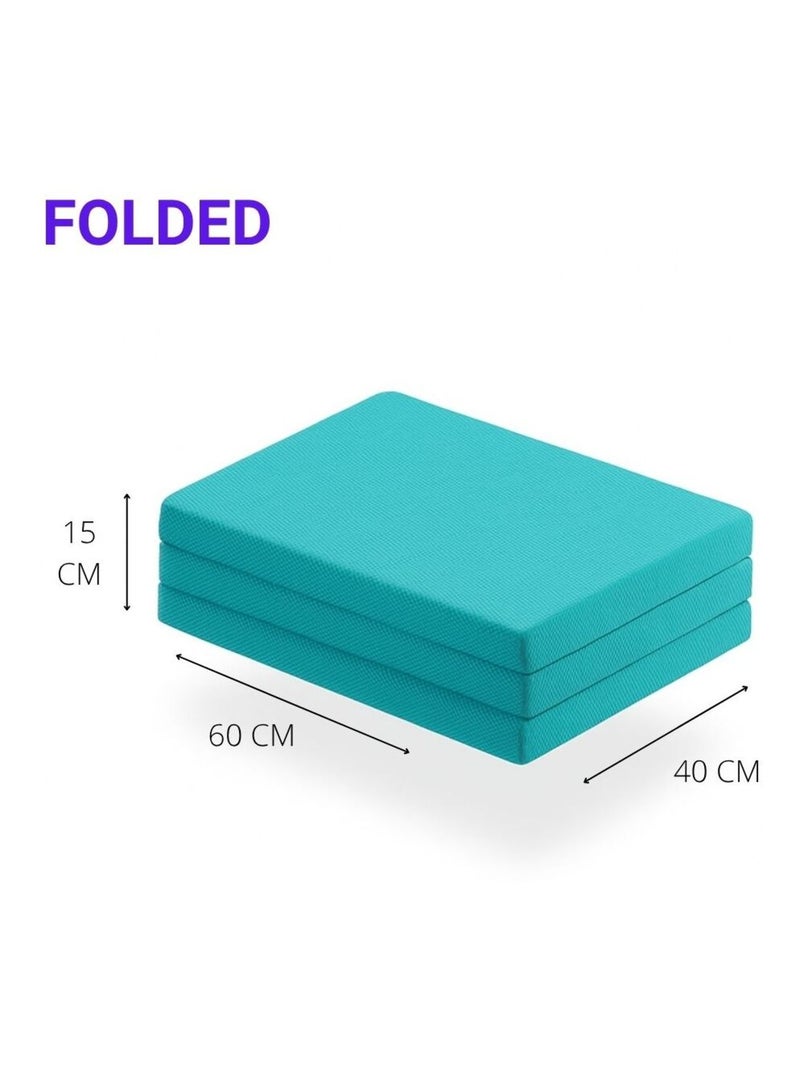 Lot de 2 matelas pour lit de voyage pliable LULÚ – Mousse HR D23, 120 x 60 cm, épaisseur 5 cm Turquoise - Kiabi