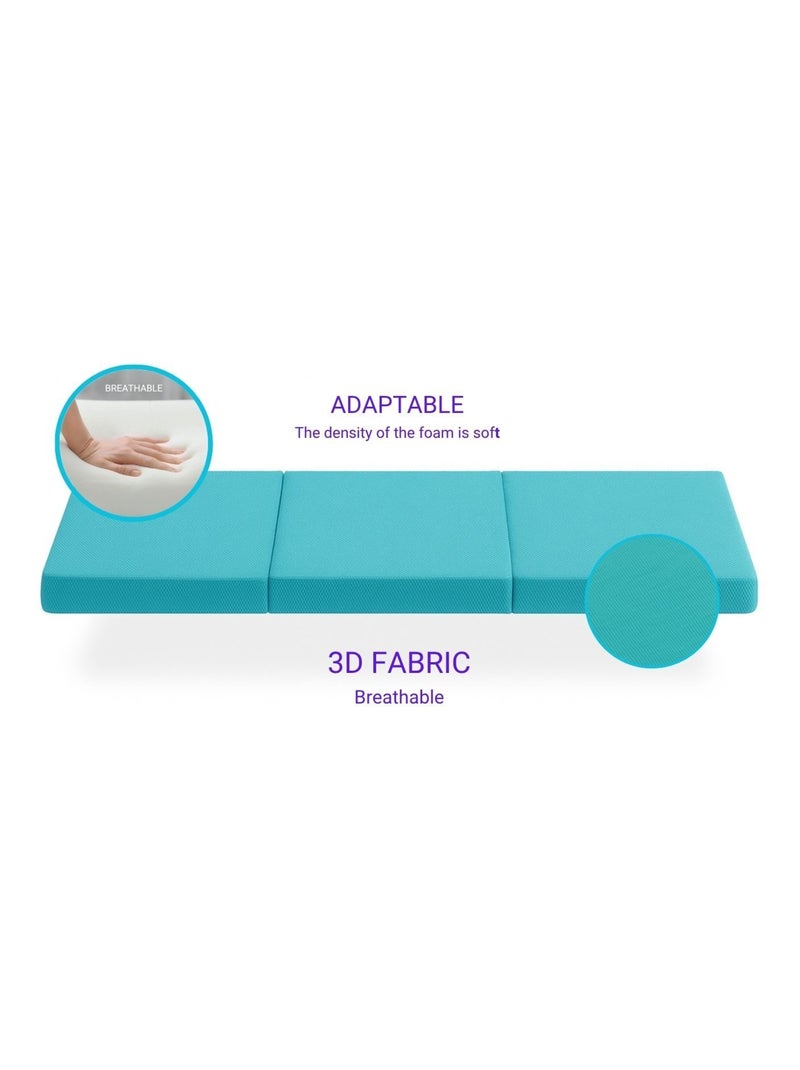 Lot de 2 matelas pour lit de voyage pliable LULÚ – Mousse HR D23, 120 x 60 cm, épaisseur 5 cm Turquoise - Kiabi