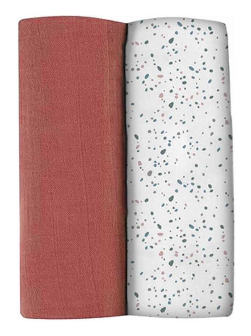 Lot de 2 Maxi langes Brique et Terrazzo (120 x 120 cm) Marron - Kiabi