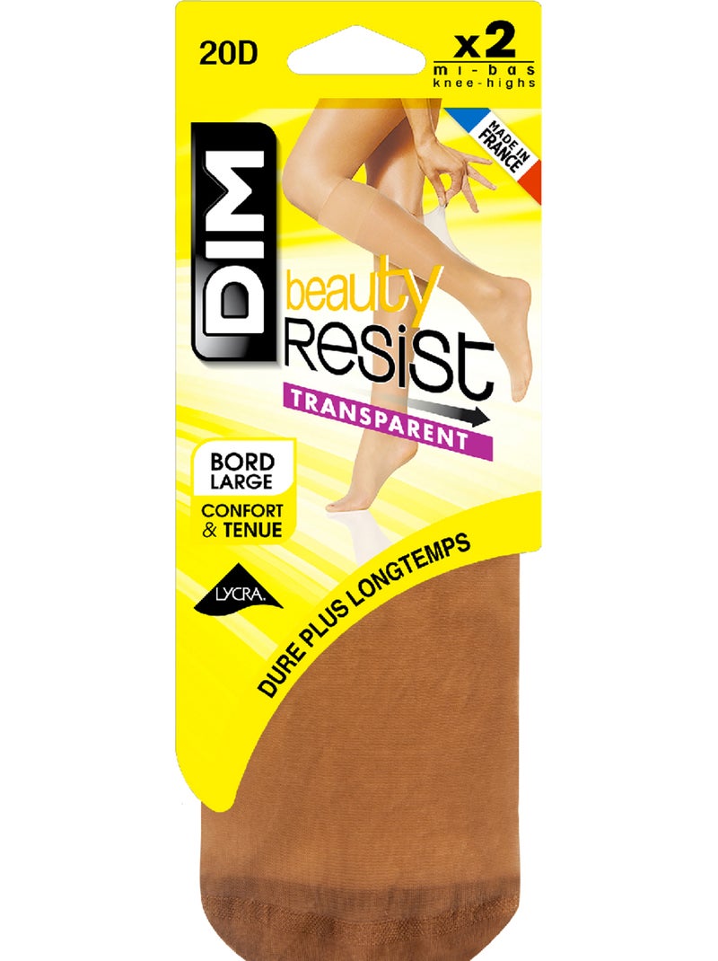 Lot de 2  Mi-Bas Transparents 20D Beauty Resist Marron caramel - Kiabi