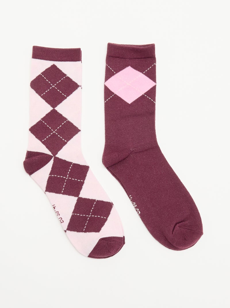 Lot de 2 mi-chaussettes imprimées Rose - Kiabi