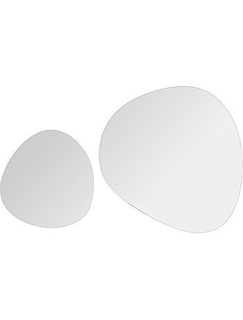 Lot de 2 miroirs adhésifs formes galets 20/30cm miroir