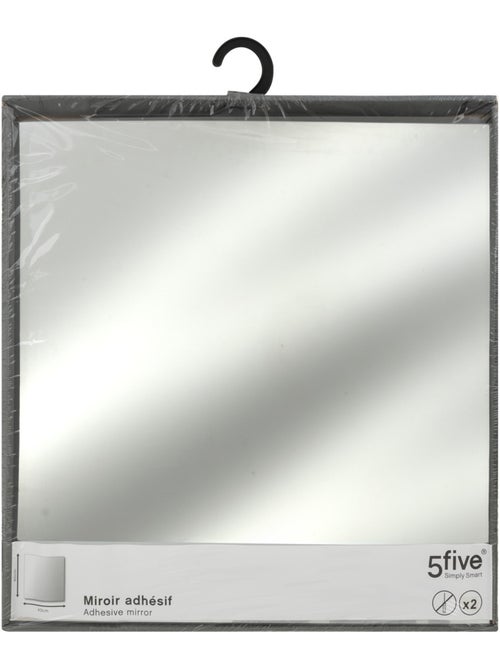 Lot de 2 miroirs carrés adhésifs en verre - Kiabi