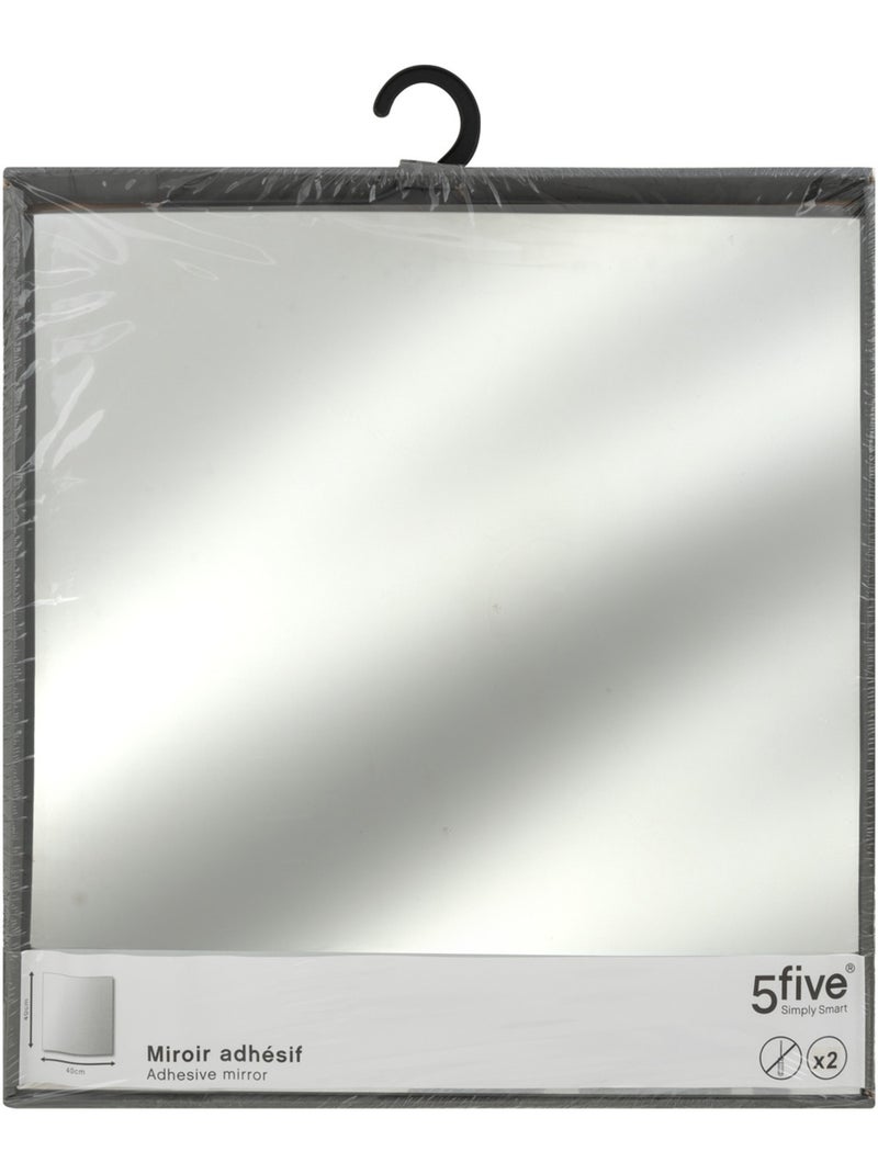 Lot de 2 miroirs carrés adhésifs en verre Argent - Kiabi
