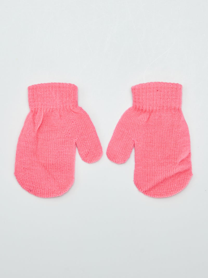 Lot de 2 moufles unies Gris/rose - Kiabi