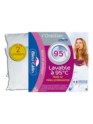 Lot de 2 oreillers - Bleu Calin - Polyester