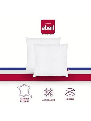 Lot de 2 oreillers anti-acariens - 60 x 60 cm - 100% coton traité biome® - abeil