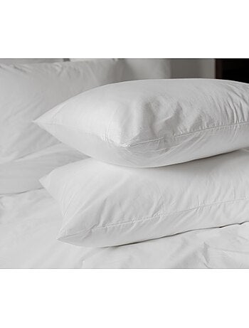 Lot de 2 oreillers blancs - Coton Percale