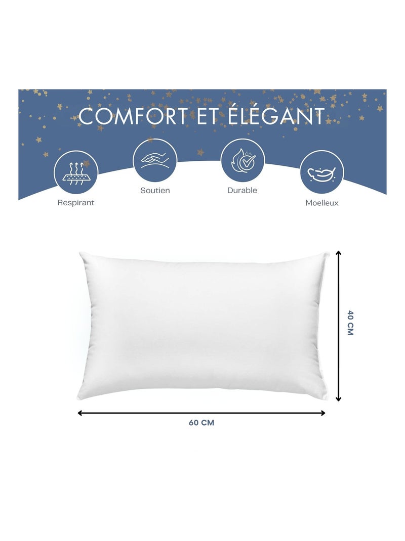 Lot de 2 Oreillers Coton PROMO LINGE Blanc - Kiabi