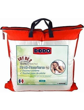 Lot de 2 oreillers dodo - belle nuit - 60 x 60 cm - blanc