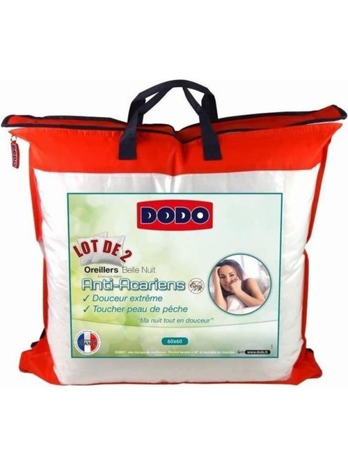 Lot de 2 Oreillers DODO - Belle Nuit - 60 x 60 cm - Blanc - Kiabi