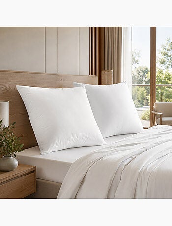 Lot de 2 oreillers douceur 60 x 60 cm – anti-acariens soft & care – blanrêve